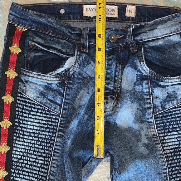 EVOLUTION IN DESIGN Acid Washed MOTO Boy Youth JEANS size 16 - Picture 6 of 13